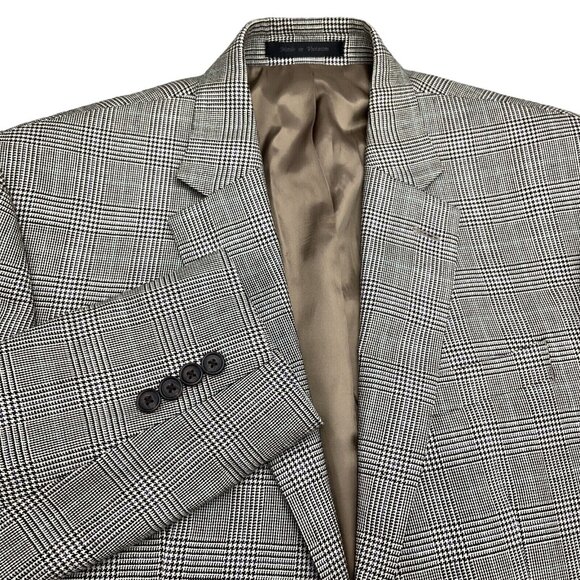 Lauren Ralph Lauren Blazer Men 40R Purple‎ Tan Prince Edward Plaid Silk Wool - Picture 1 of 14